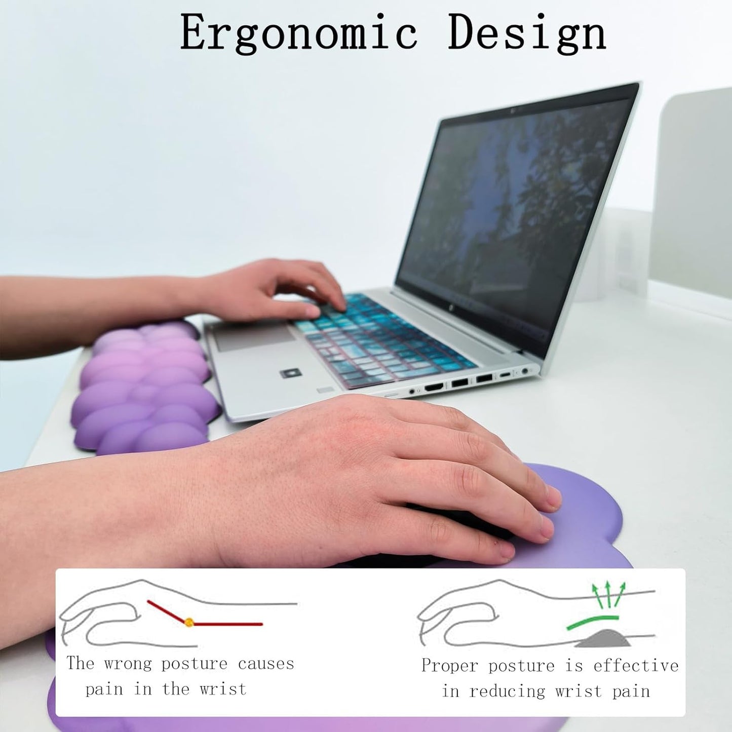 Avelena | Wolkenförmige ergonomische Handgelenkstütze Set mit Mauspad & Untersetzer – Zeyora
