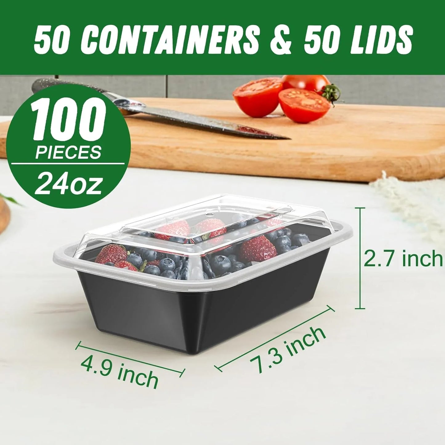 Avelena | 50-teiliges Meal-Prep-Behälter-Set mit Deckel – Ideal für Essensvorbereitung