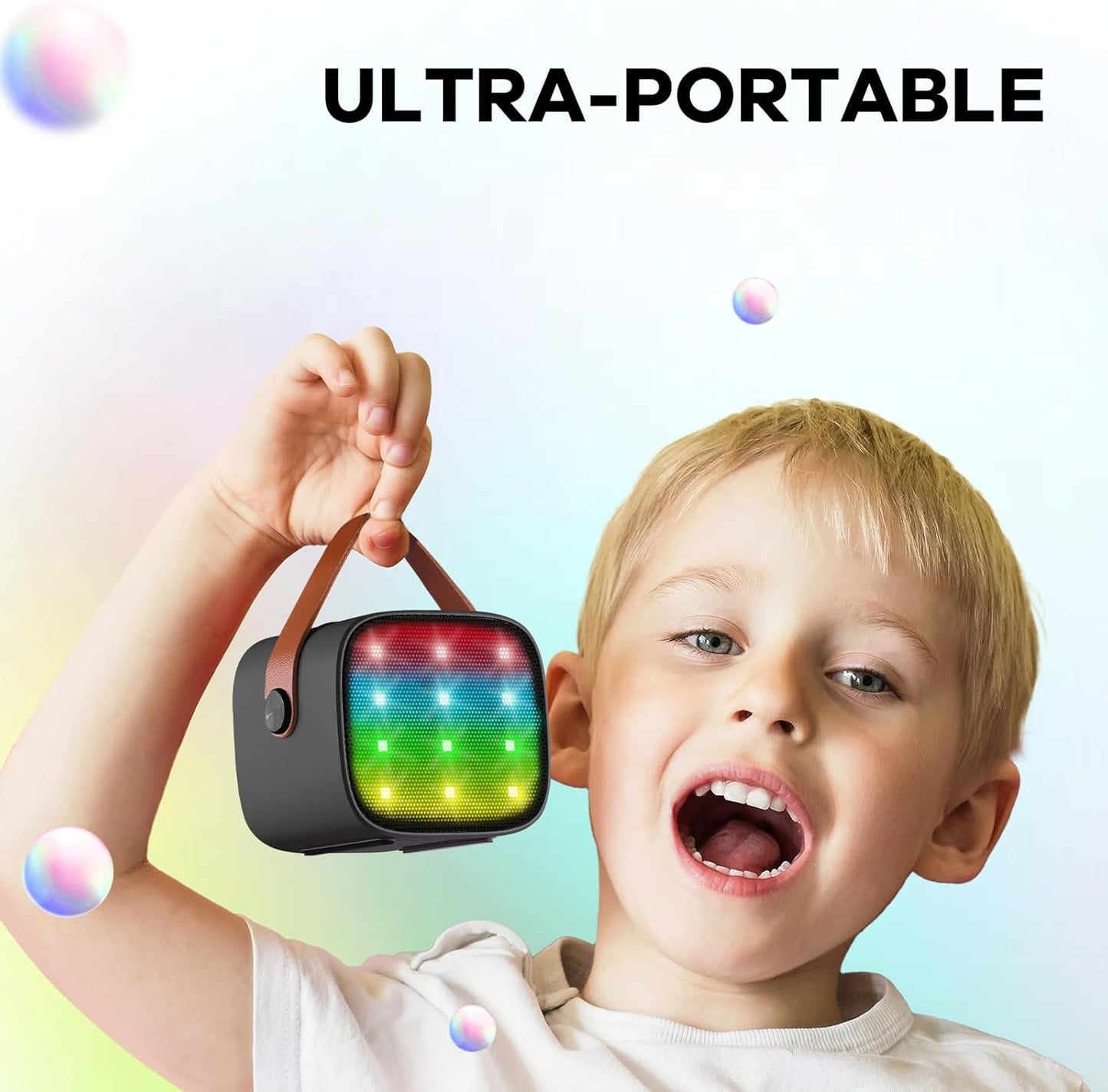 Avelena | Tragbare Mini Karaoke Maschine mit Bluetooth Lautsprecher & 2 Wireless Mikros – Veylo