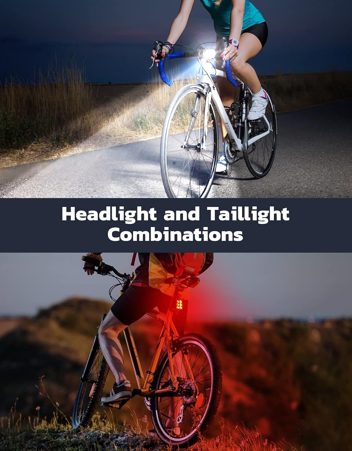 Avelena | Ultra Slim USB wiederaufladbares Fahrradlichtset mit 4+6 Modi – SlimBeam