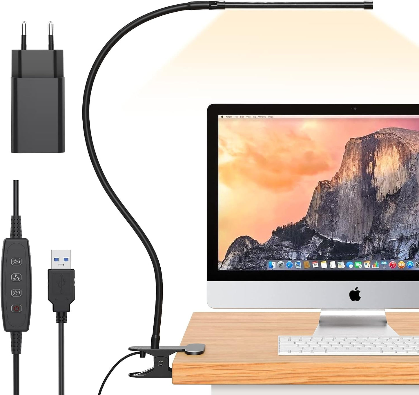 Avelena | 77 LED Tischklemmlampe mit USB-Stromversorgung & flexiblem Schwanenhals – Serava