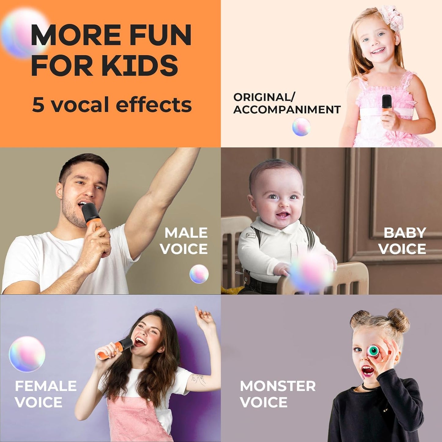 Avelena | Tragbare Mini Karaoke Maschine mit Bluetooth Lautsprecher & 2 Wireless Mikros – Veylo