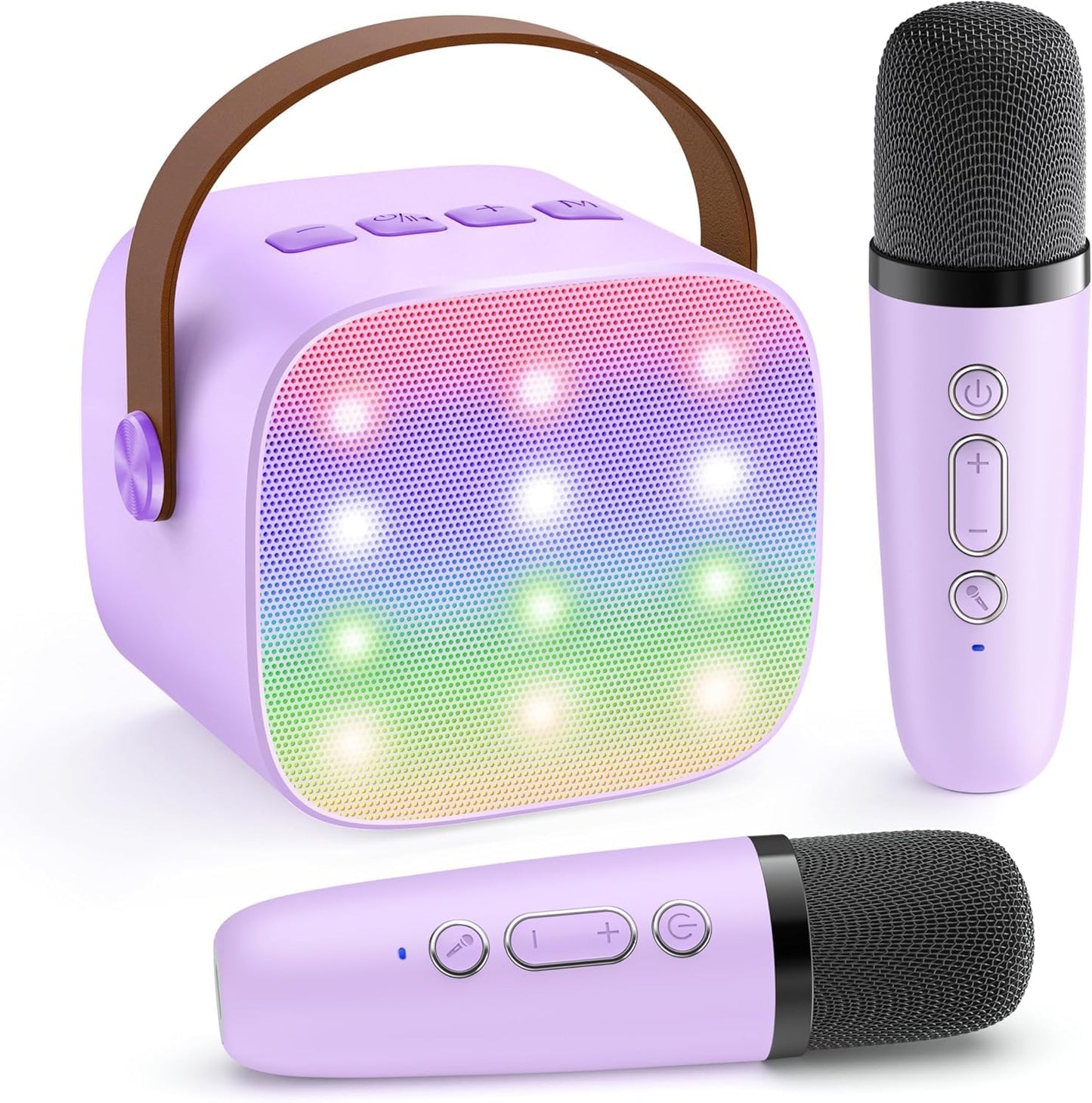 Avelena | Tragbare Mini Karaoke Maschine mit Bluetooth Lautsprecher & 2 Wireless Mikros – Veylo