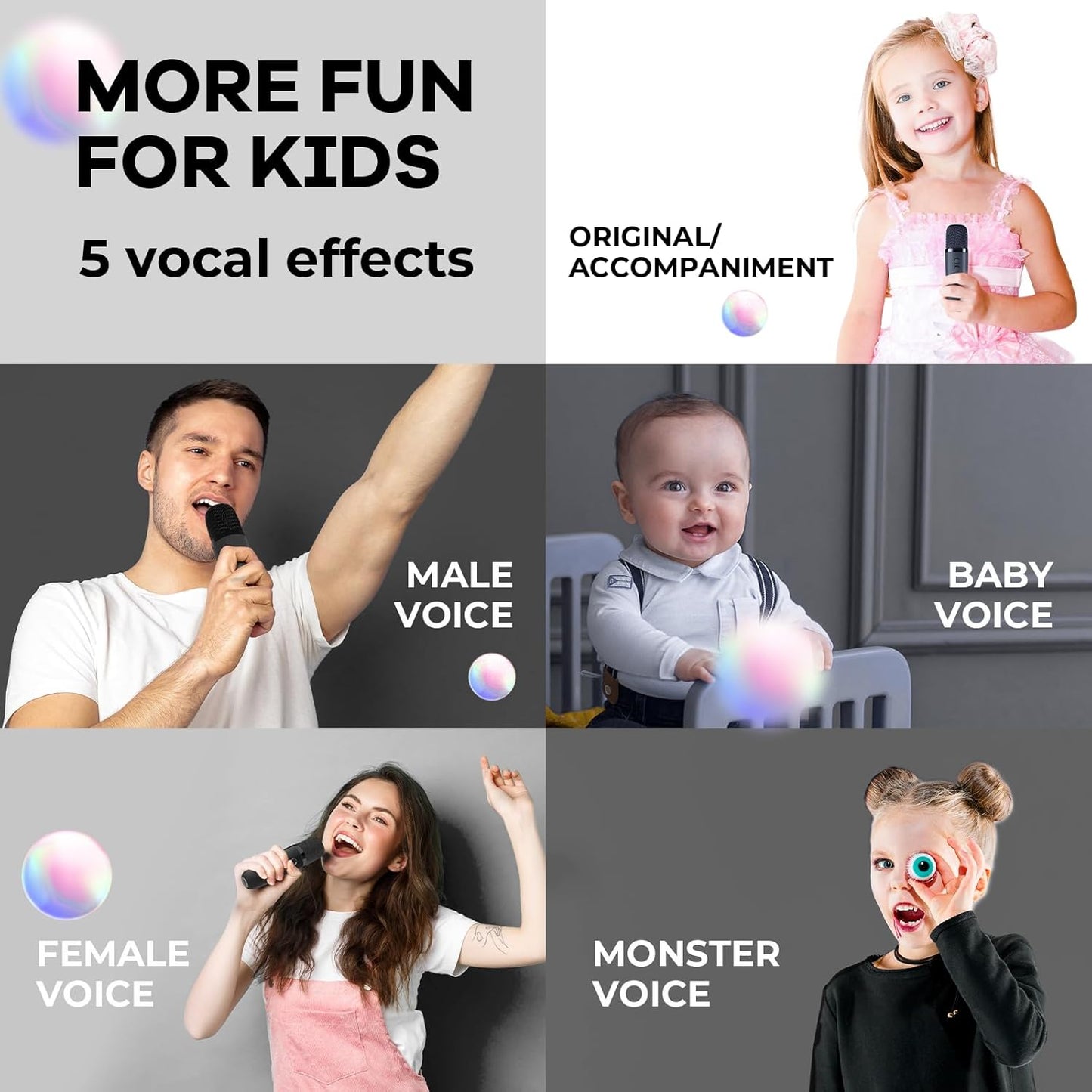 Avelena | Tragbare Mini Karaoke Maschine mit Bluetooth Lautsprecher & 2 Wireless Mikros – Veylo