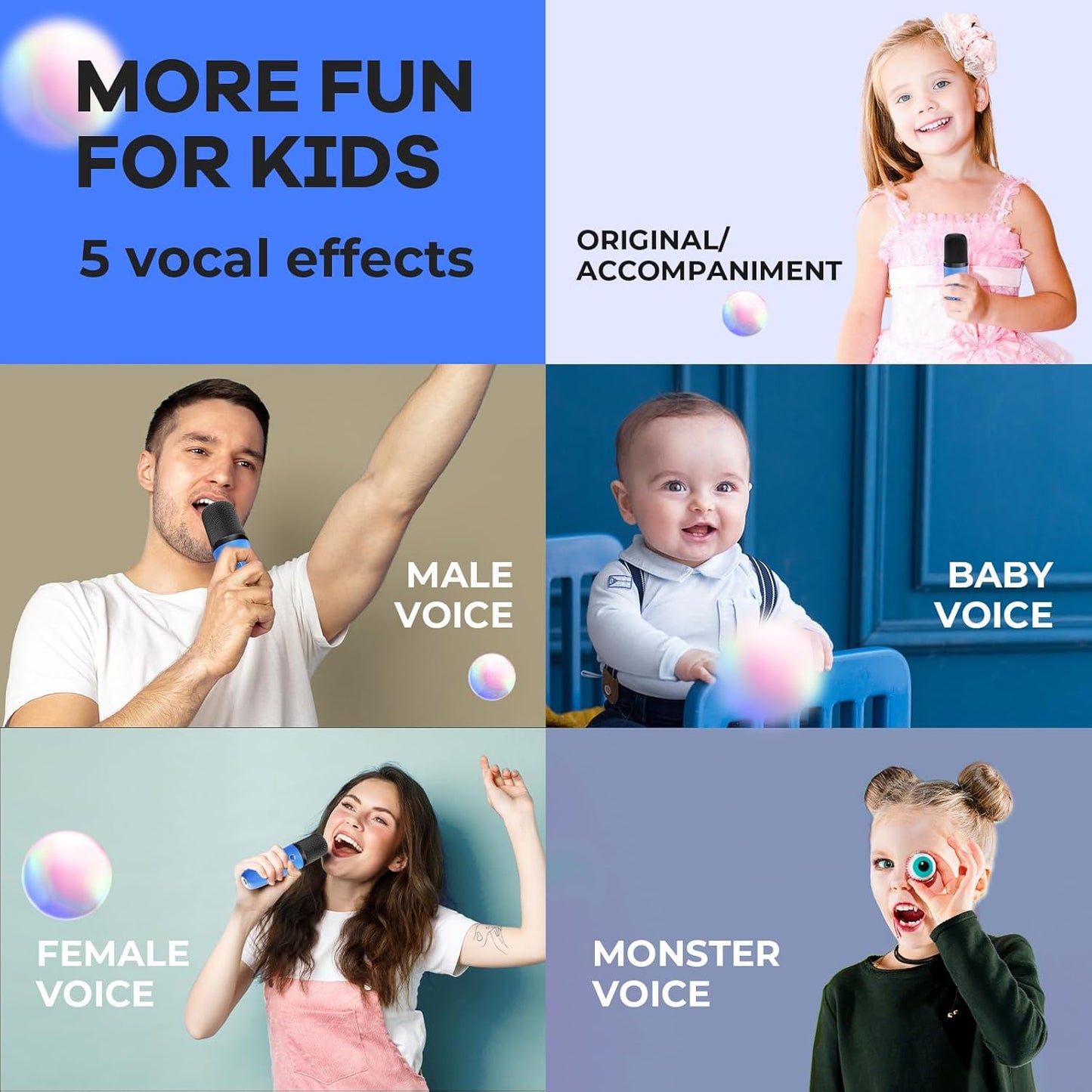 Avelena | Tragbare Mini Karaoke Maschine mit Bluetooth Lautsprecher & 2 Wireless Mikros – Veylo