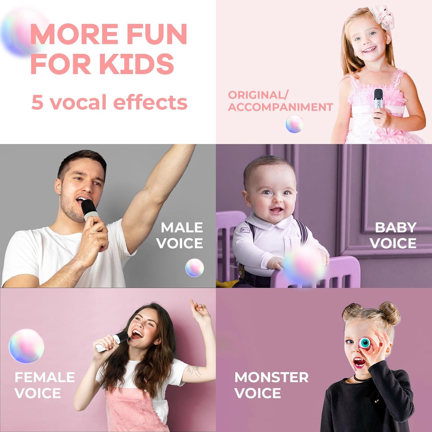 Avelena | Tragbare Mini Karaoke Maschine mit Bluetooth Lautsprecher & 2 Wireless Mikros – Veylo