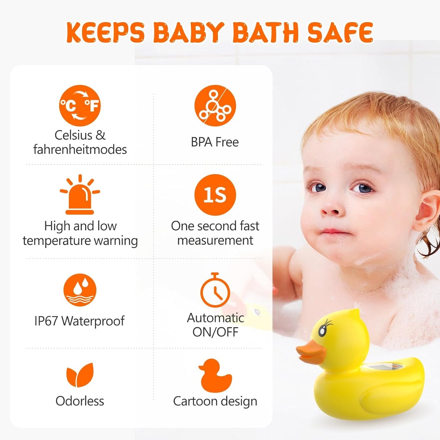 Avelena | AquaVeilig Baby Badthermometer – digitales Display mit 3 Farben und Temperaturwarnung