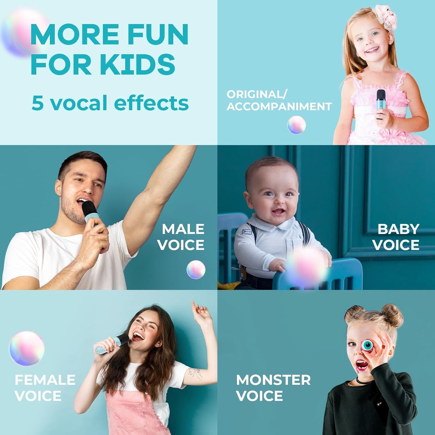 Avelena | Tragbare Mini Karaoke Maschine mit Bluetooth Lautsprecher & 2 Wireless Mikros – Veylo