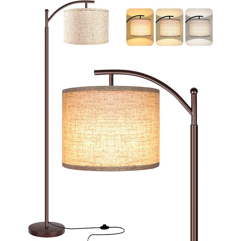 Avelena | Stehlampe mit 3 Farbtemperaturen LED-Glühbirne, Stehlampe hohe industrielle Stehlampe Lesen für Schlafzimmer, Büro, weiße Lampenschirm enthalten