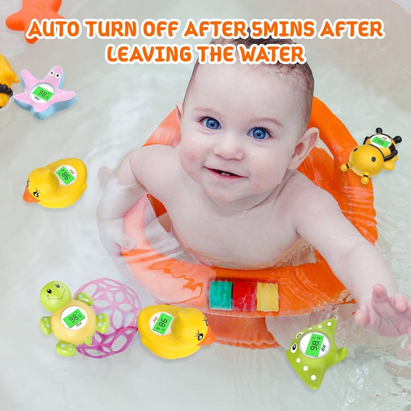 Avelena | AquaVeilig Baby Badthermometer – digitales Display mit 3 Farben und Temperaturwarnung