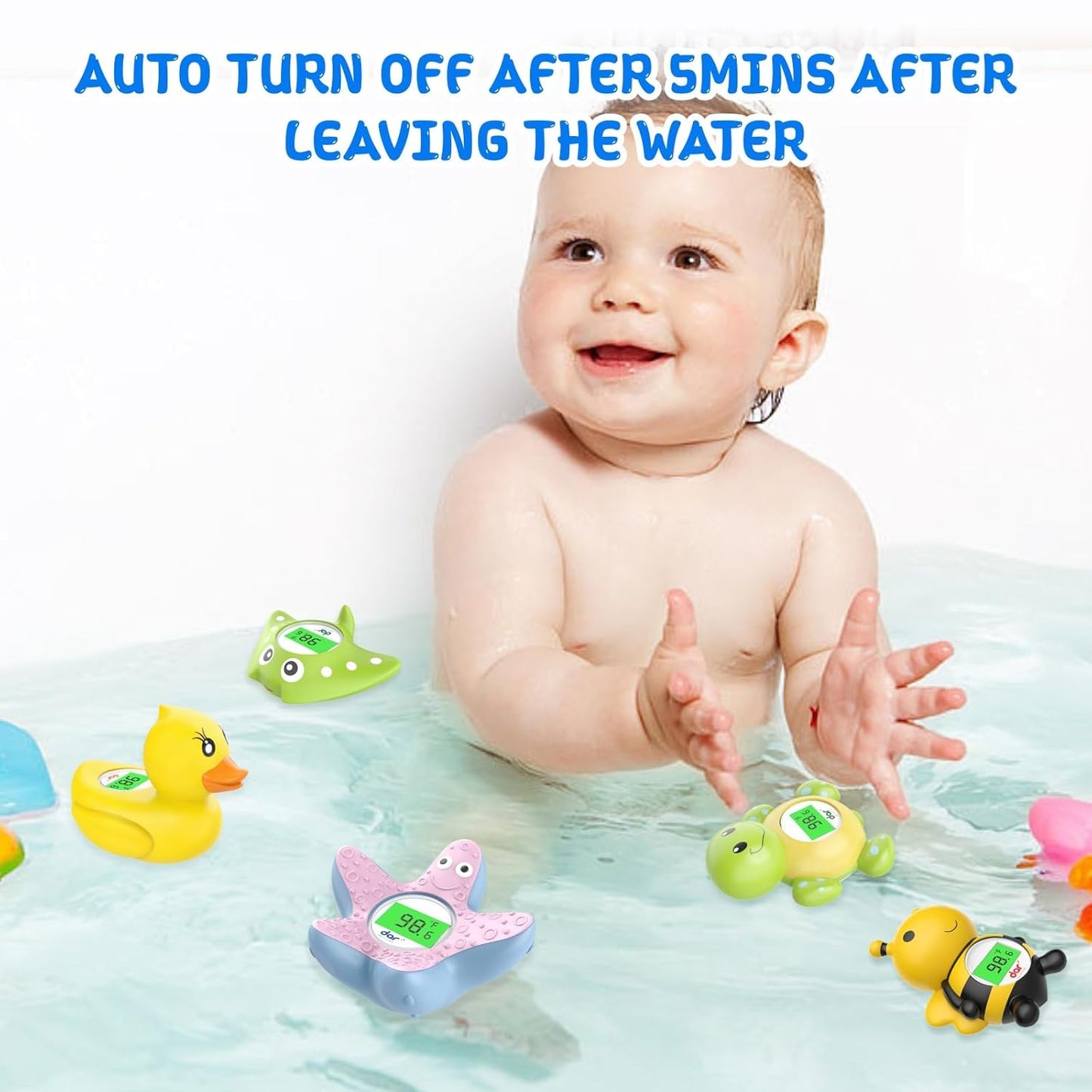Avelena | AquaVeilig Baby Badthermometer – digitales Display mit 3 Farben und Temperaturwarnung
