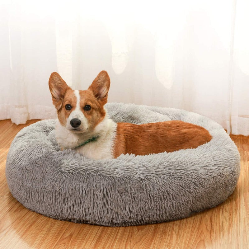 Avelena | Runder Plüsch Beruhigender Donut Hundebett für kleine bis große Hunde