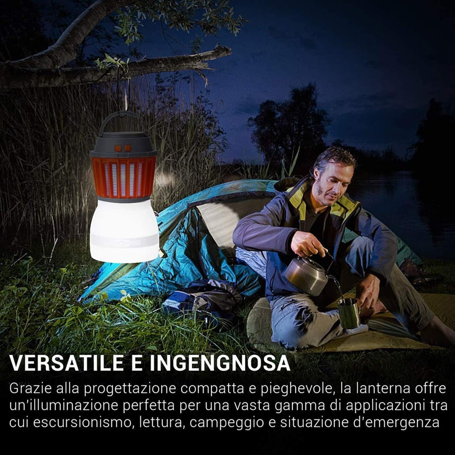 Avelena | Solar LED Mückenlampe mit integrierter Laterne – Effektiver Insektenschutz und Beleuchtung für Garten und Camping