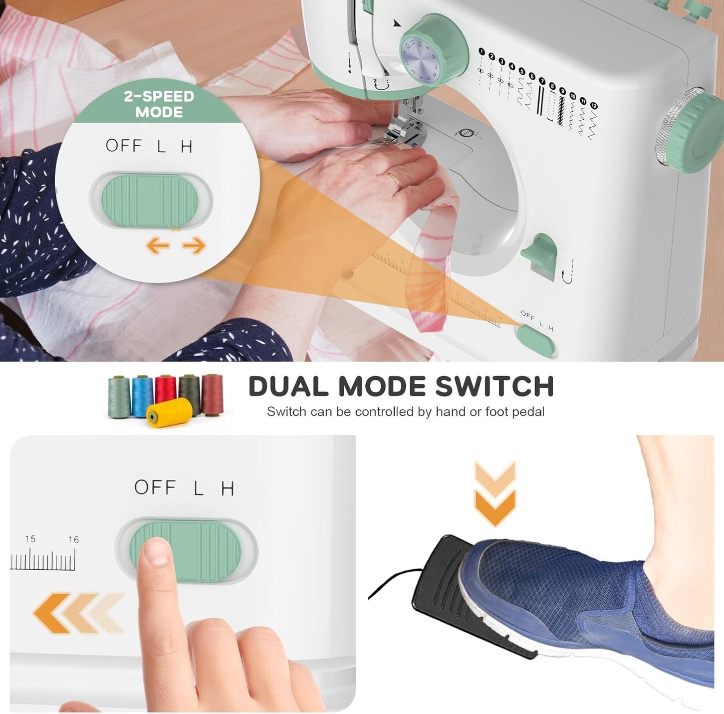 Avelena | Tragbare Nähmaschine mit 12 Stichen & Erweiterungstisch – StitchPro