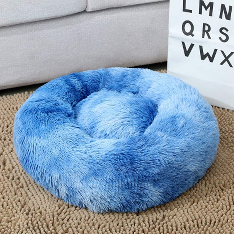 Avelena | Runder Regenbogen Extra Plüsch Beruhigender Donut Hundebetten