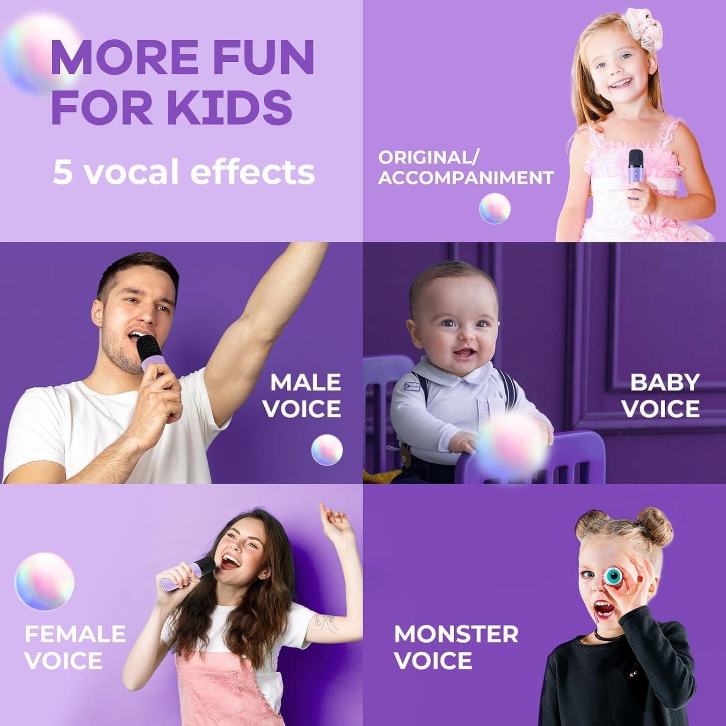 Avelena | Tragbare Mini Karaoke Maschine mit Bluetooth Lautsprecher & 2 Wireless Mikros – Veylo