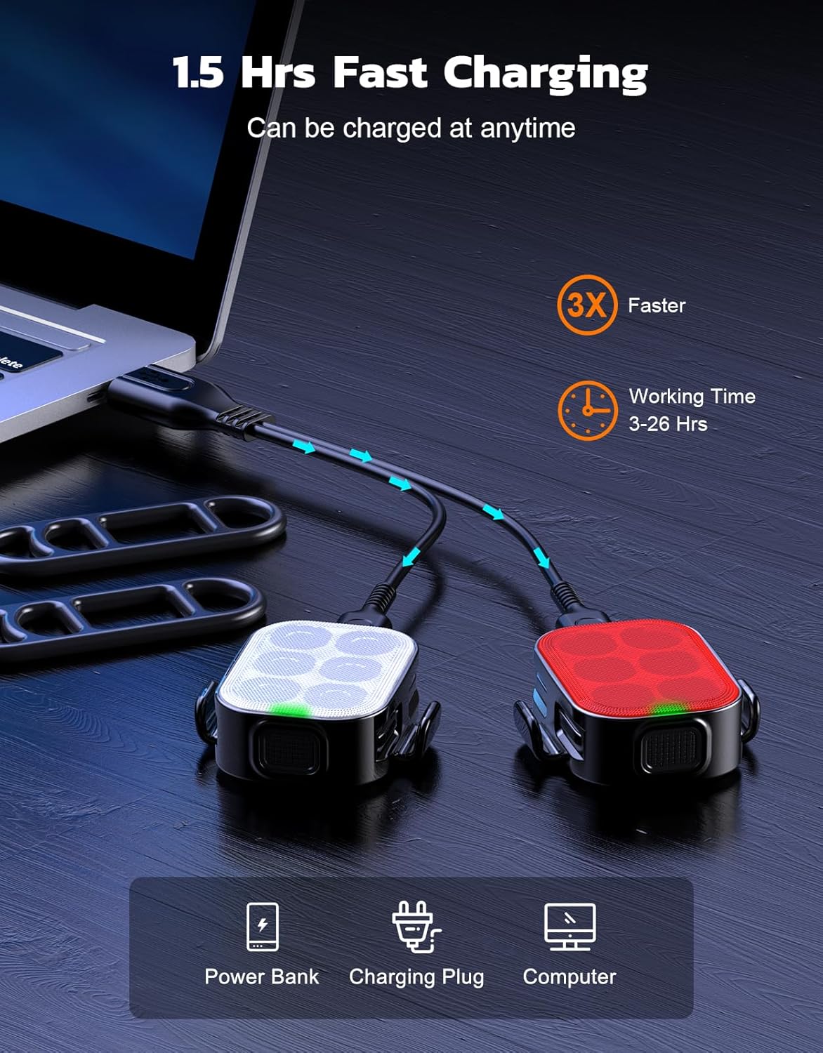 Avelena | Ultra Slim USB wiederaufladbares Fahrradlichtset mit 4+6 Modi – SlimBeam
