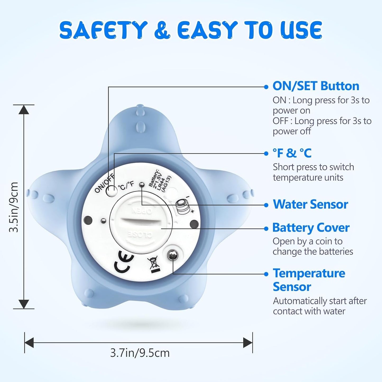 Avelena | AquaVeilig Baby Badthermometer – digitales Display mit 3 Farben und Temperaturwarnung