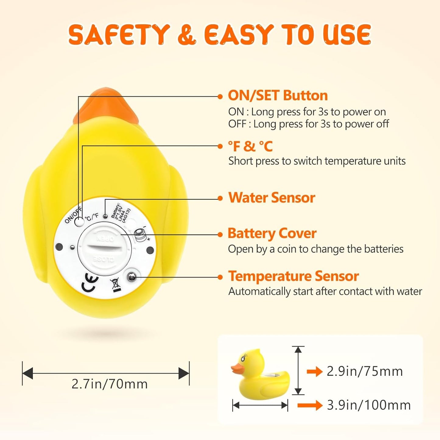 Avelena | AquaVeilig Baby Badthermometer – digitales Display mit 3 Farben und Temperaturwarnung
