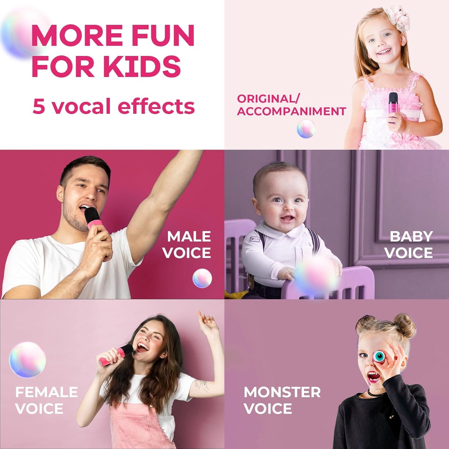 Avelena | Tragbare Mini Karaoke Maschine mit Bluetooth Lautsprecher & 2 Wireless Mikros – Veylo