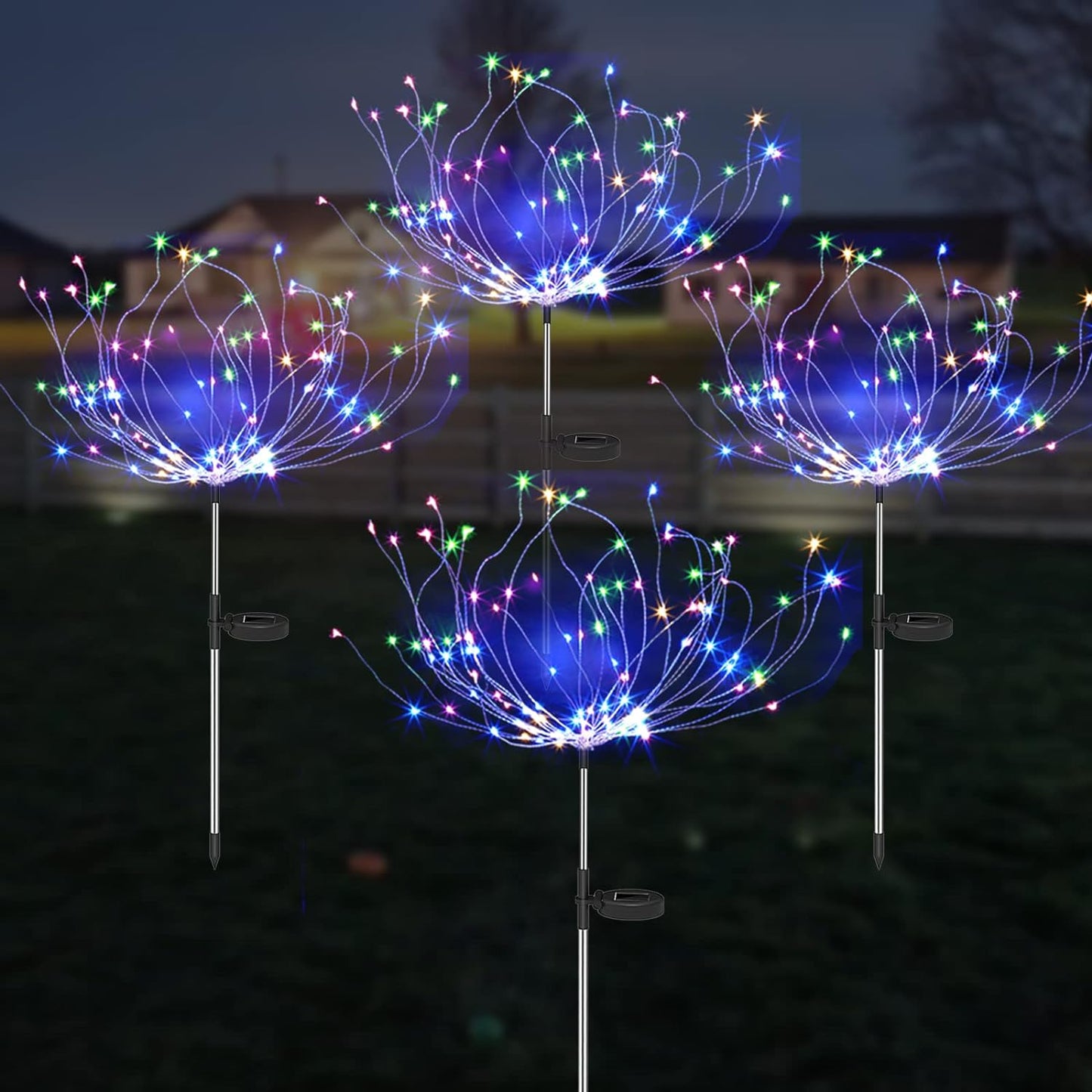 Avelena | 4 Stück Solar Feuerwerk Gartenlampen - Wetterfeste LED Dekorationsbeleuchtung, Solarenergie für Garten und Patio