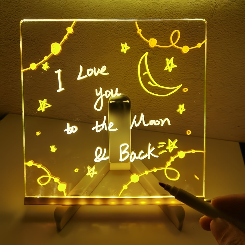 Avelena | USB LED Notizboard mit 12 Farbstiften - Leuchtende Nachrichtenboard für Büro & Zuhause