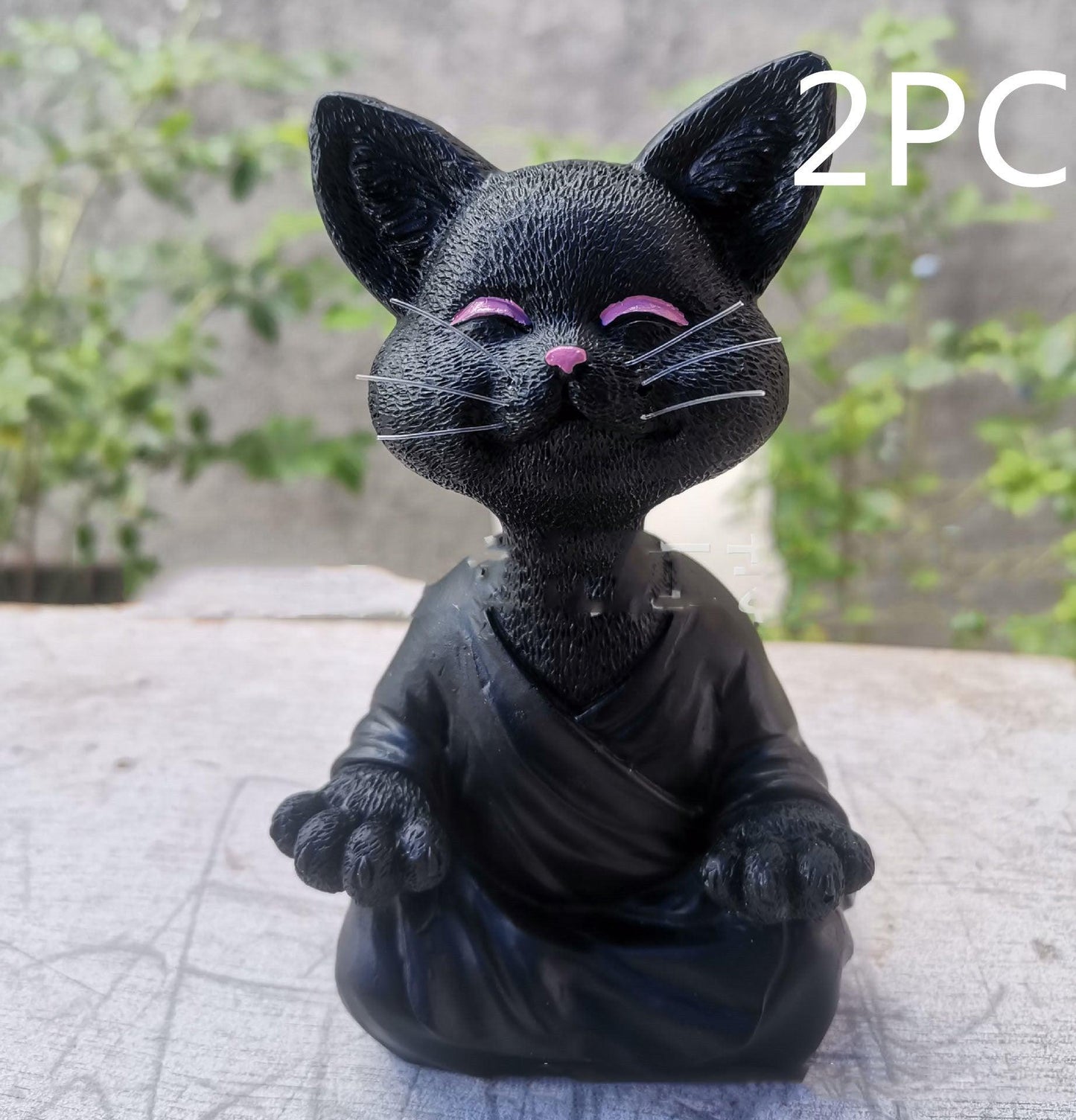 Avelena | Verspielt Schwarze Buddha Katze Figur Meditation Yoga Sammlerstück Glückliche Katzen Dekor Zuhause Garten Dekoration Gartenornament