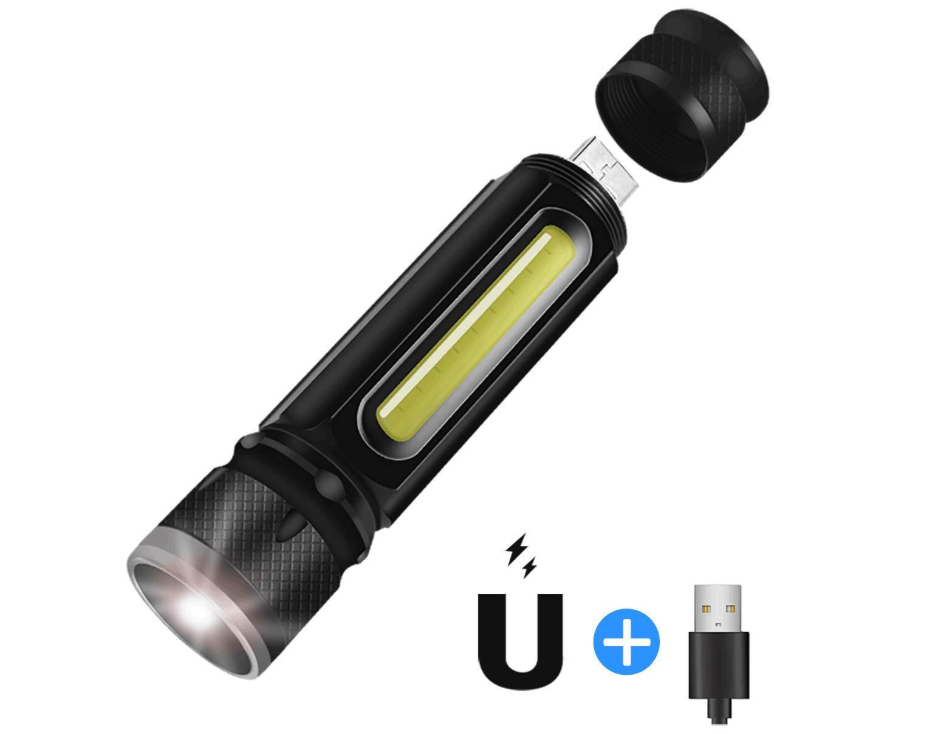 Avelena | USB Wiederaufladbare Magnetische Taschenlampe – LED Notfalllampe mit Magnet und Trageband