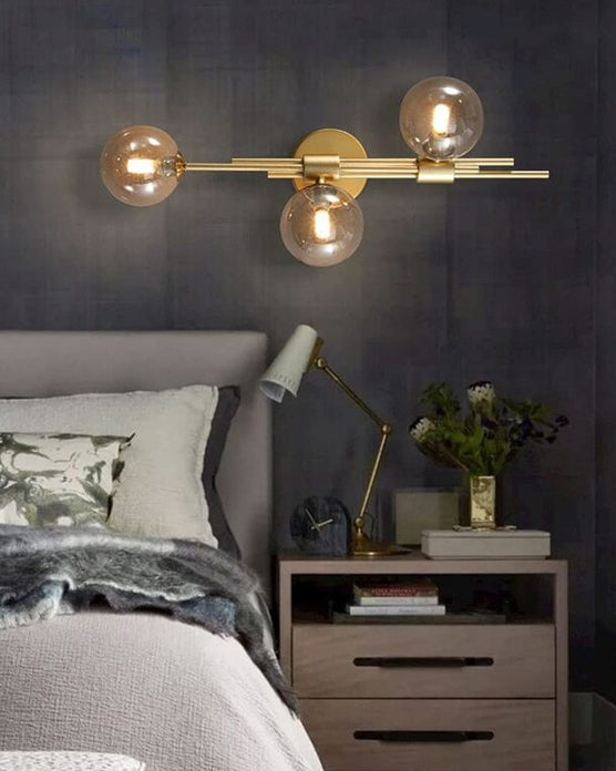Avelena | 3 Kopf Glas Ball Wandlampe - Bernstein