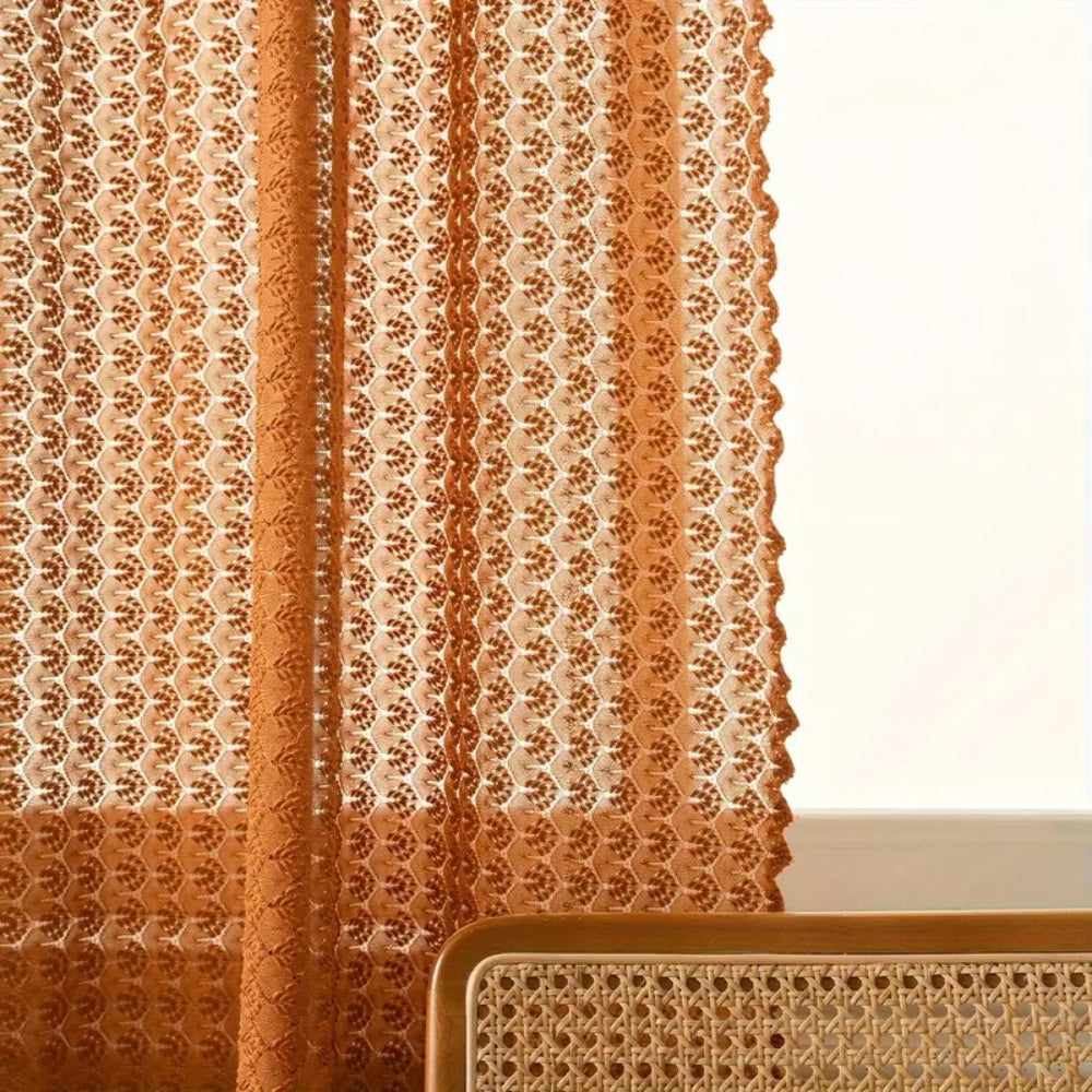 Avelena | Amber Glow Boho Spitzenfenster-Vorhangpaneel