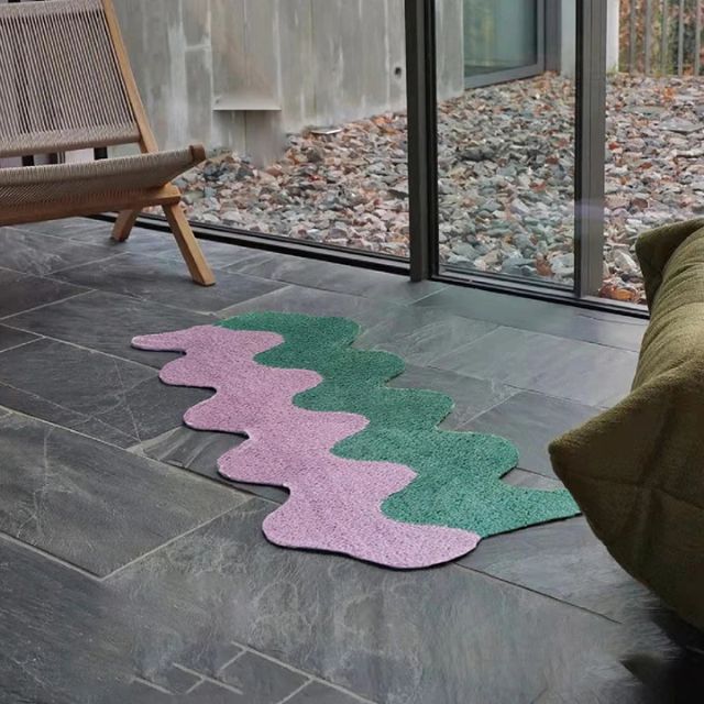 Avelena | Abstrakter Farbblock-Teppich aus Baumwoll-Polyester