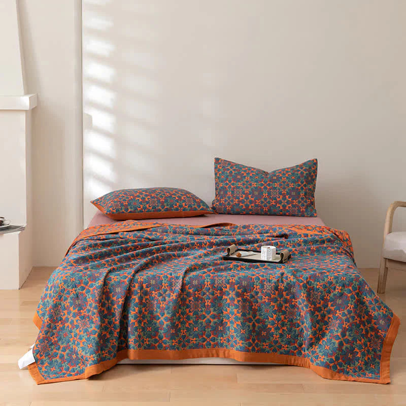 Avelena | & Blaues Muster Sechs-lagiges Baumwoll-Quilt - TerraLoom