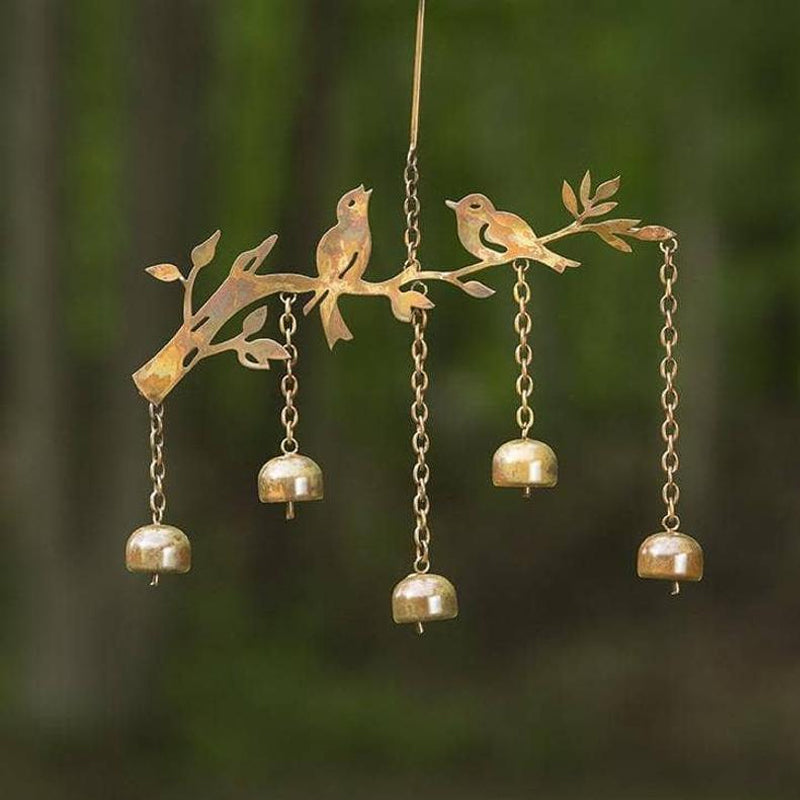 Avelena | Windspiel mit Vogelmotiv | Handgefertigtes Glockenspiel aus Eisen | Dekoration für Garten, Balkon & Terrasse
