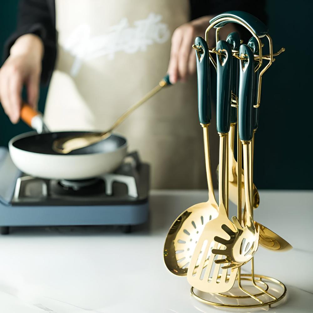 Avelena | Goldenes Edelstahl Besteckset