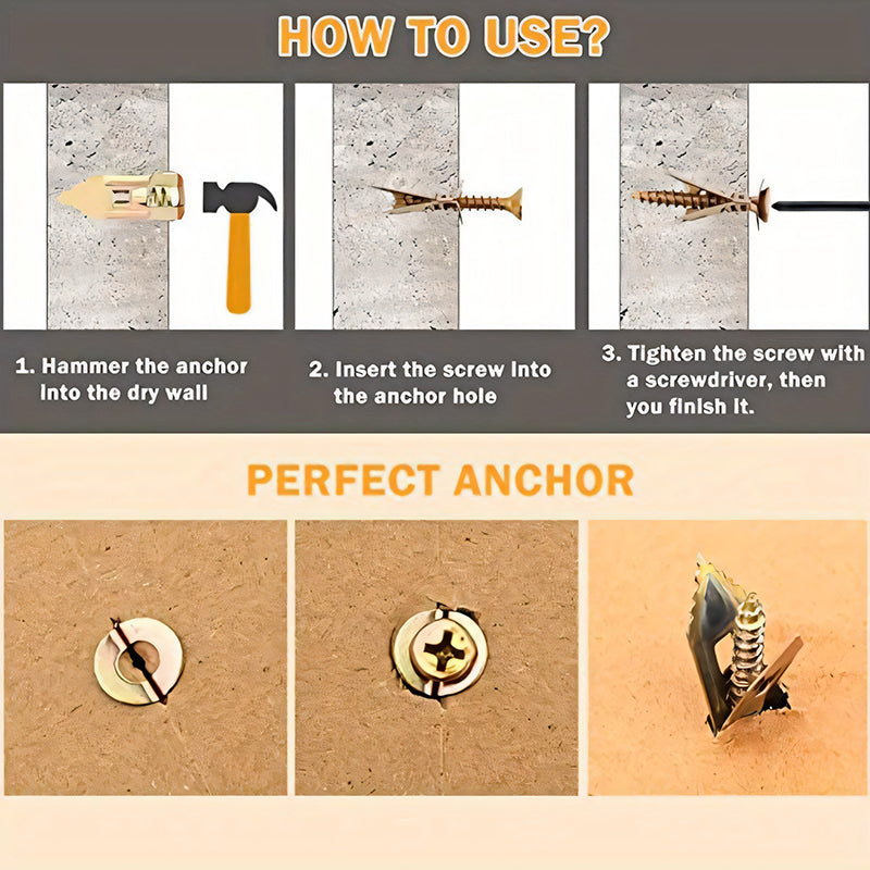 Avelena | Trockenbau-Erweiterungsanker + hochfeste Zinkscrews Kit (Packung mit 100)