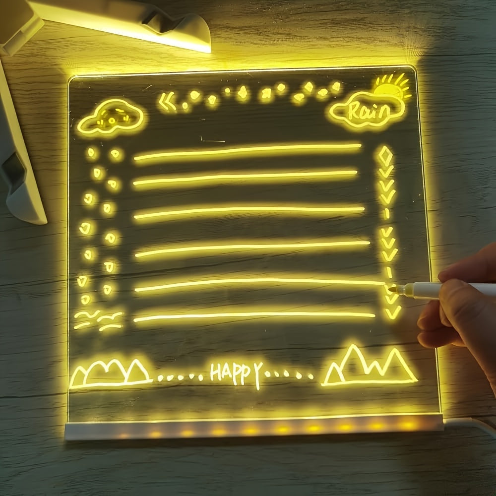 Avelena | USB LED Notizboard mit 12 Farbstiften - Leuchtende Nachrichtenboard für Büro & Zuhause