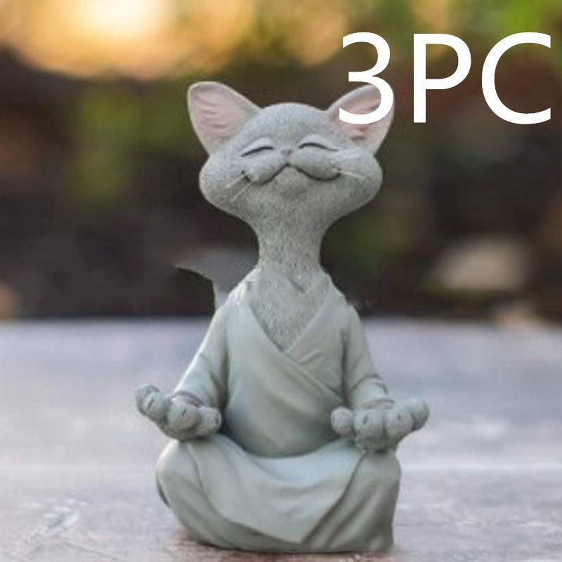Avelena | Verspielt Schwarze Buddha Katze Figur Meditation Yoga Sammlerstück Glückliche Katzen Dekor Zuhause Garten Dekoration Gartenornament