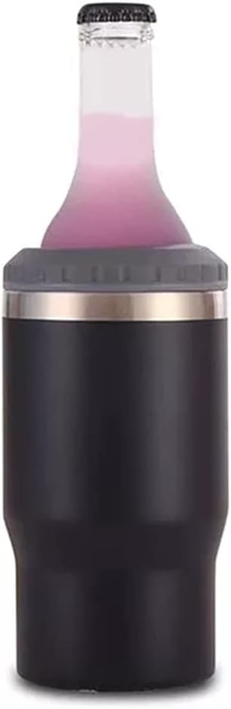 Avelena | 4 in 1 Edelstahl Dose-/Flaschenisolator, 14Oz Zwei-Wege-Deckel SUS Isolierte Dose Kühler, Bierflaschenhalter (Schwarz)