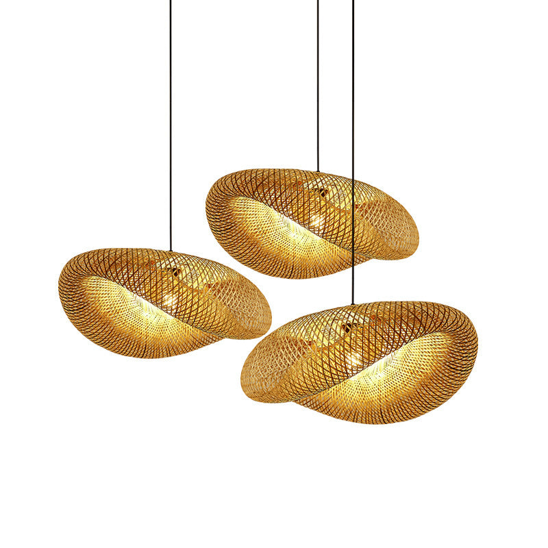 Avelena | Rattan Gewebtes Bambus -Pendellicht - Led - Licht