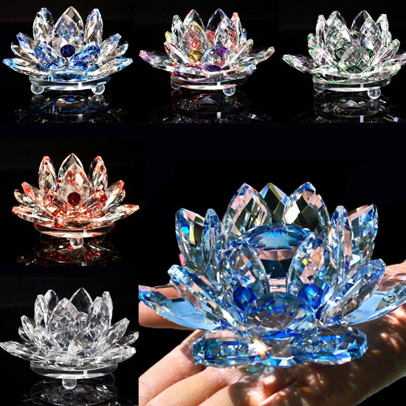 Avelena | 80Mm Quarz Kristalle Lotusblume Handwerk Glas Fengshui Ornamente Heilende Kristalle Zuhause Party Wicca Dekor Yoga Geschenke Souvenir
