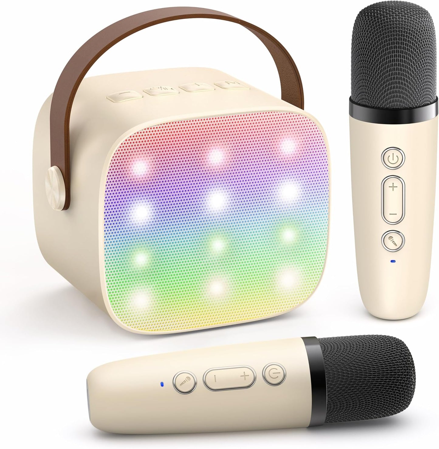 Avelena | Tragbare Mini Karaoke Maschine mit Bluetooth Lautsprecher & 2 Wireless Mikros – Veylo