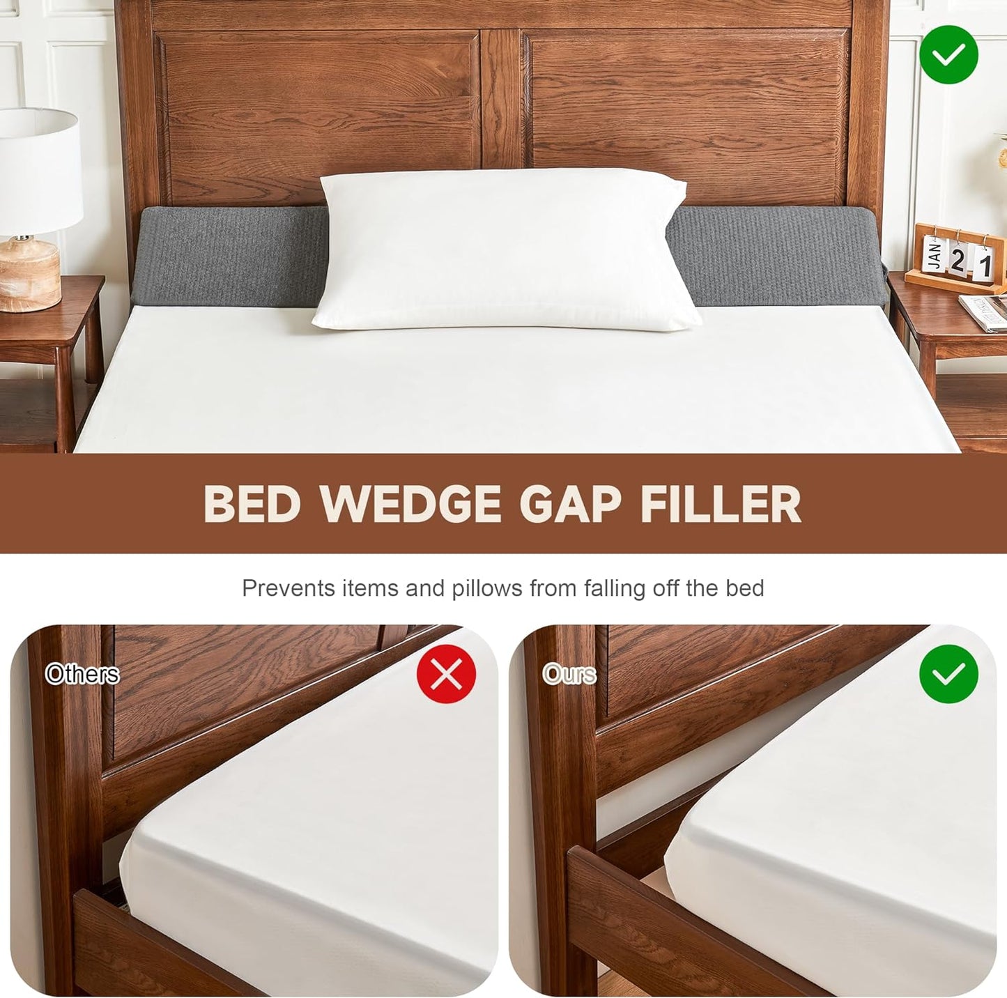 Avelena | Abstandshalter Keilkissen | Verstellbare Höhe, kompaktes Design & ideal für Einzel-, Queensize-, Kingsize-Betten und Sofas