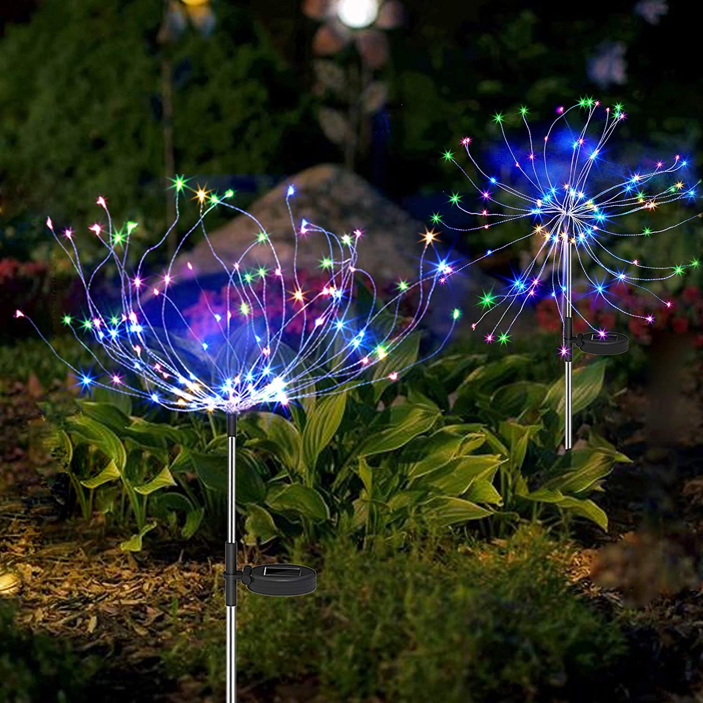 Avelena | 4 Stück Solar Feuerwerk Gartenlampen - Wetterfeste LED Dekorationsbeleuchtung, Solarenergie für Garten und Patio