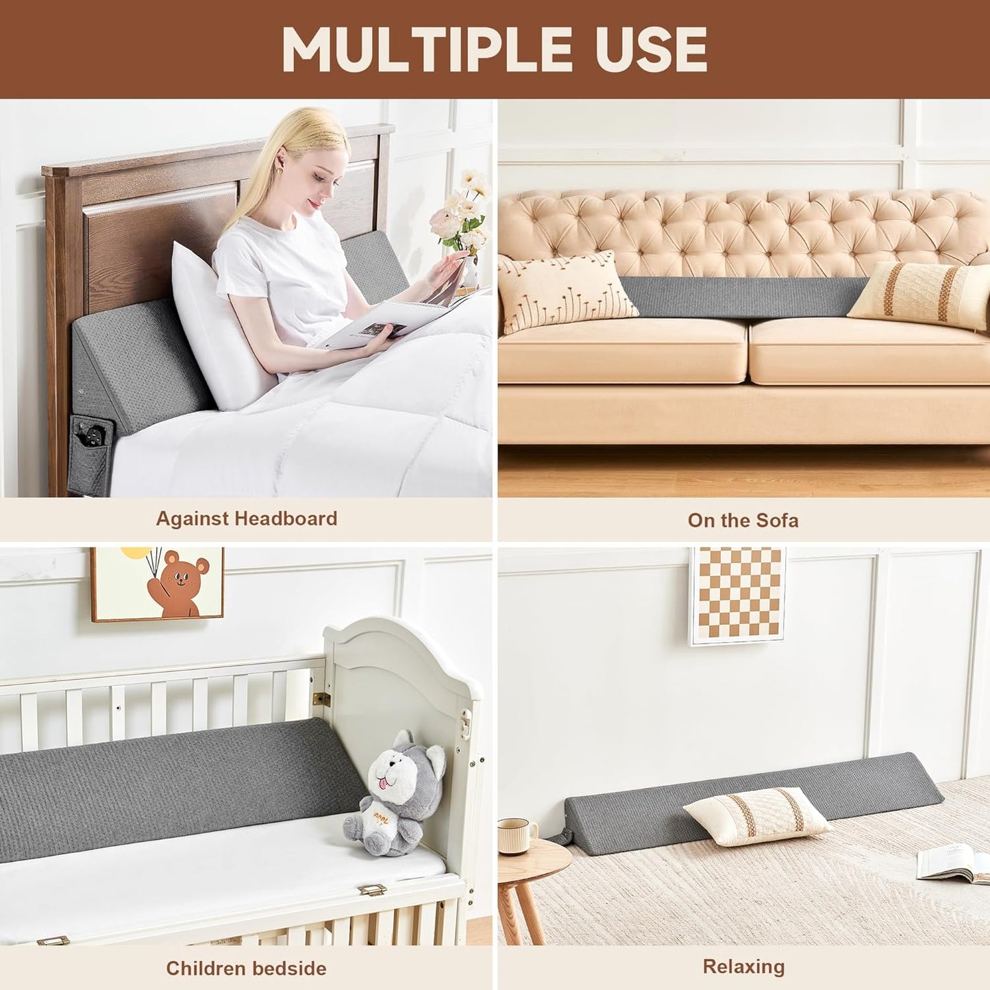 Avelena | Abstandshalter Keilkissen | Verstellbare Höhe, kompaktes Design & ideal für Einzel-, Queensize-, Kingsize-Betten und Sofas