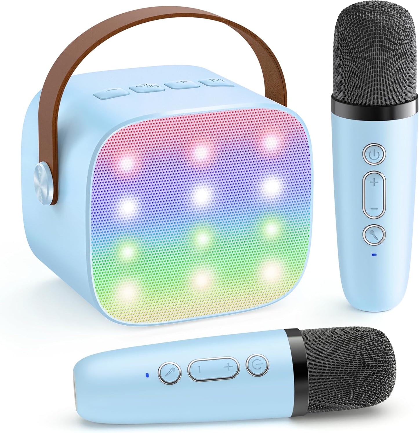 Avelena | Tragbare Mini Karaoke Maschine mit Bluetooth Lautsprecher & 2 Wireless Mikros – Veylo