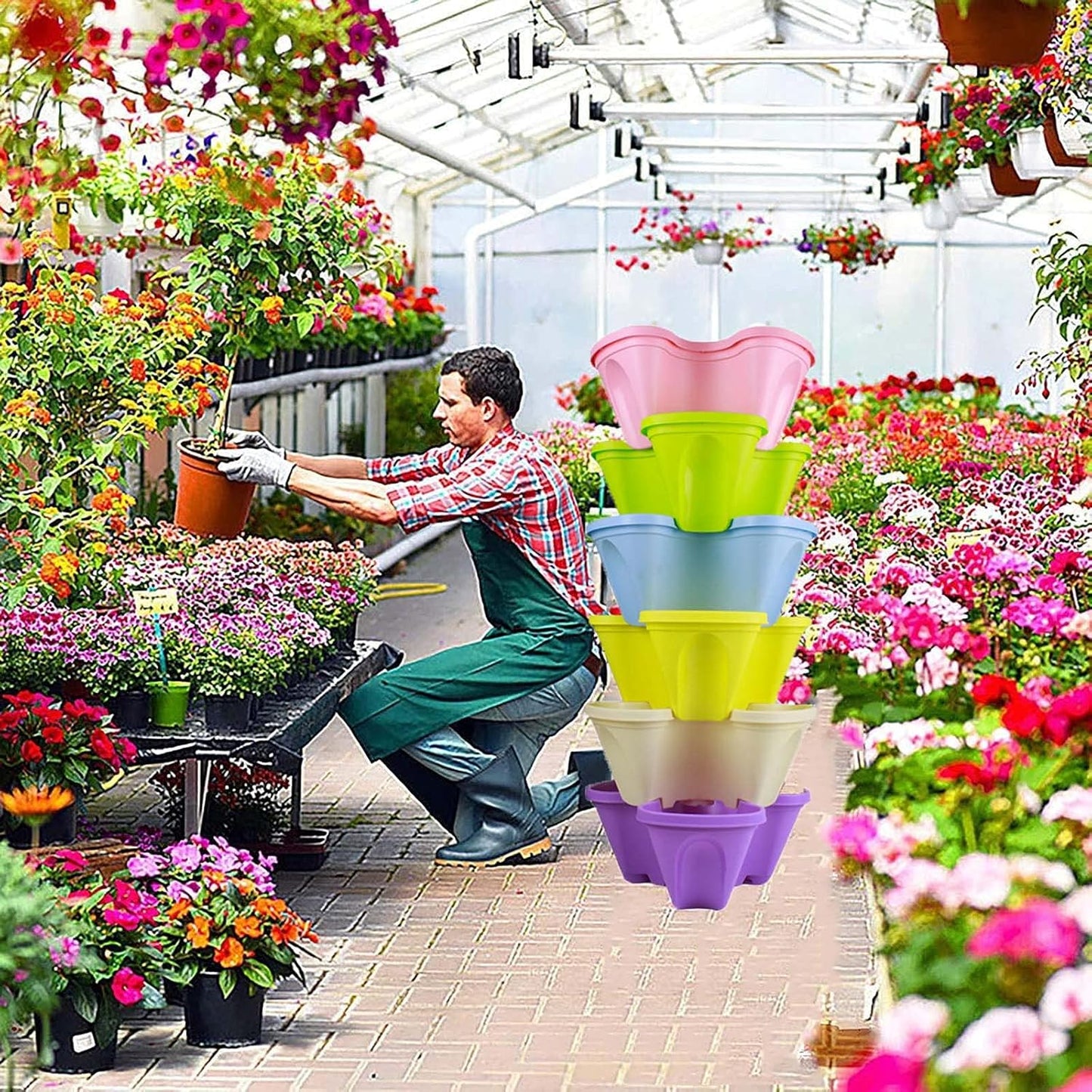 Avelena | Stapelbarer Pflanzenturm für Kräuter und Gemüse – Vertikale Gartenpflanzkübel für Innen und Außen