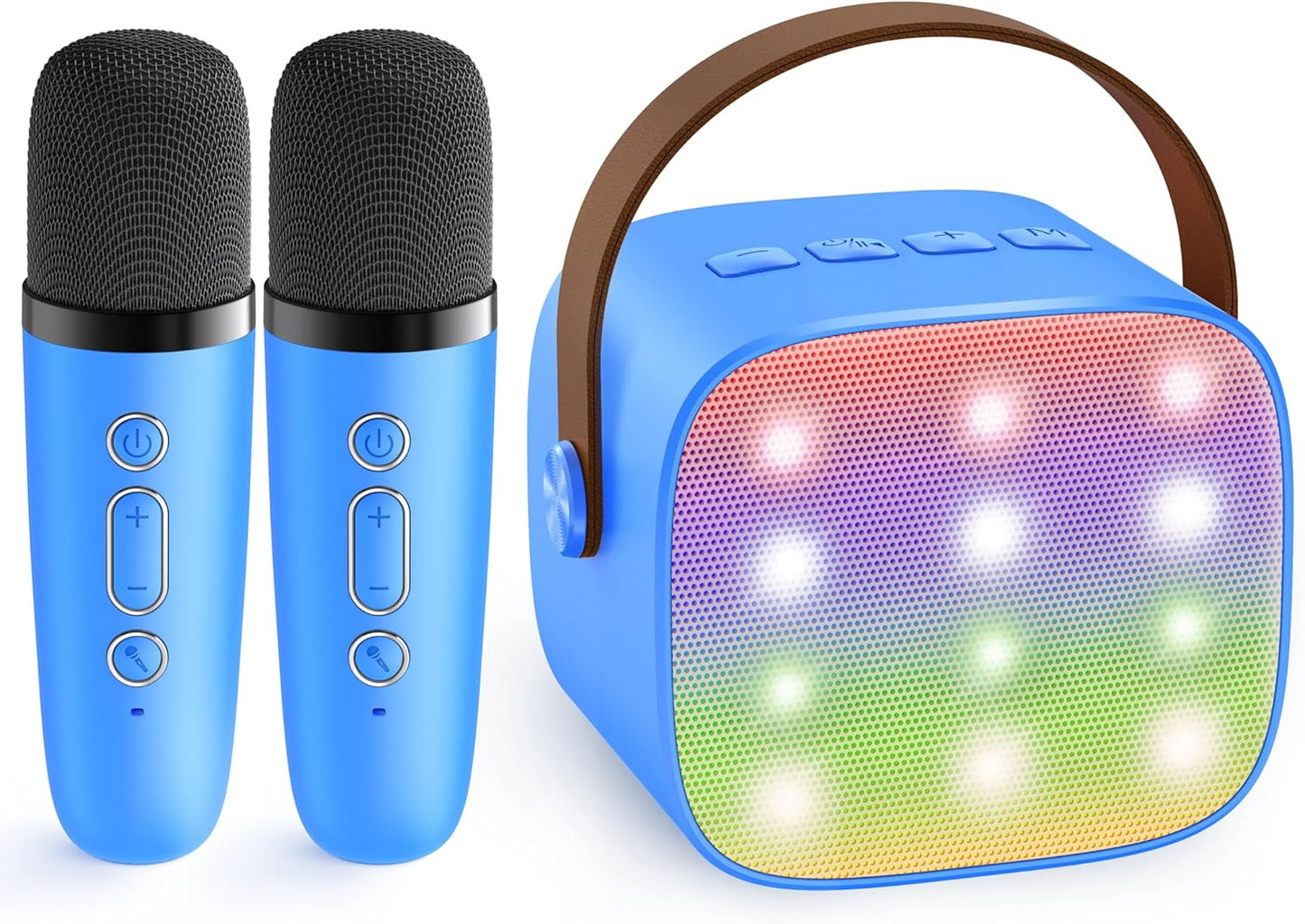Avelena | Tragbare Mini Karaoke Maschine mit Bluetooth Lautsprecher & 2 Wireless Mikros – Veylo