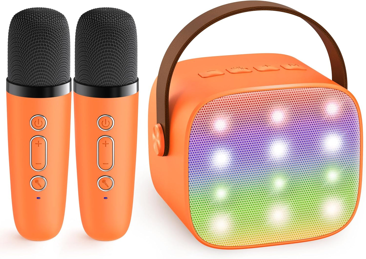 Avelena | Tragbare Mini Karaoke Maschine mit Bluetooth Lautsprecher & 2 Wireless Mikros – Veylo
