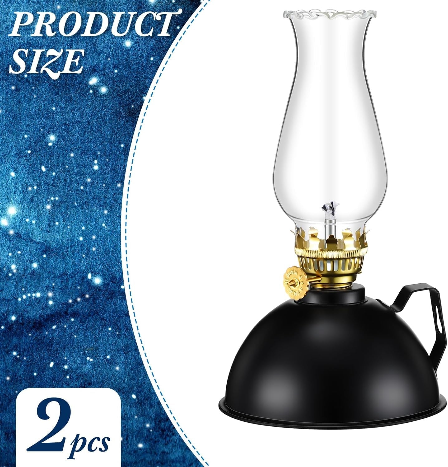 Avelena | Vintage-Style Glas- & Metallöl-Lampen Set aus 2 – Ardin