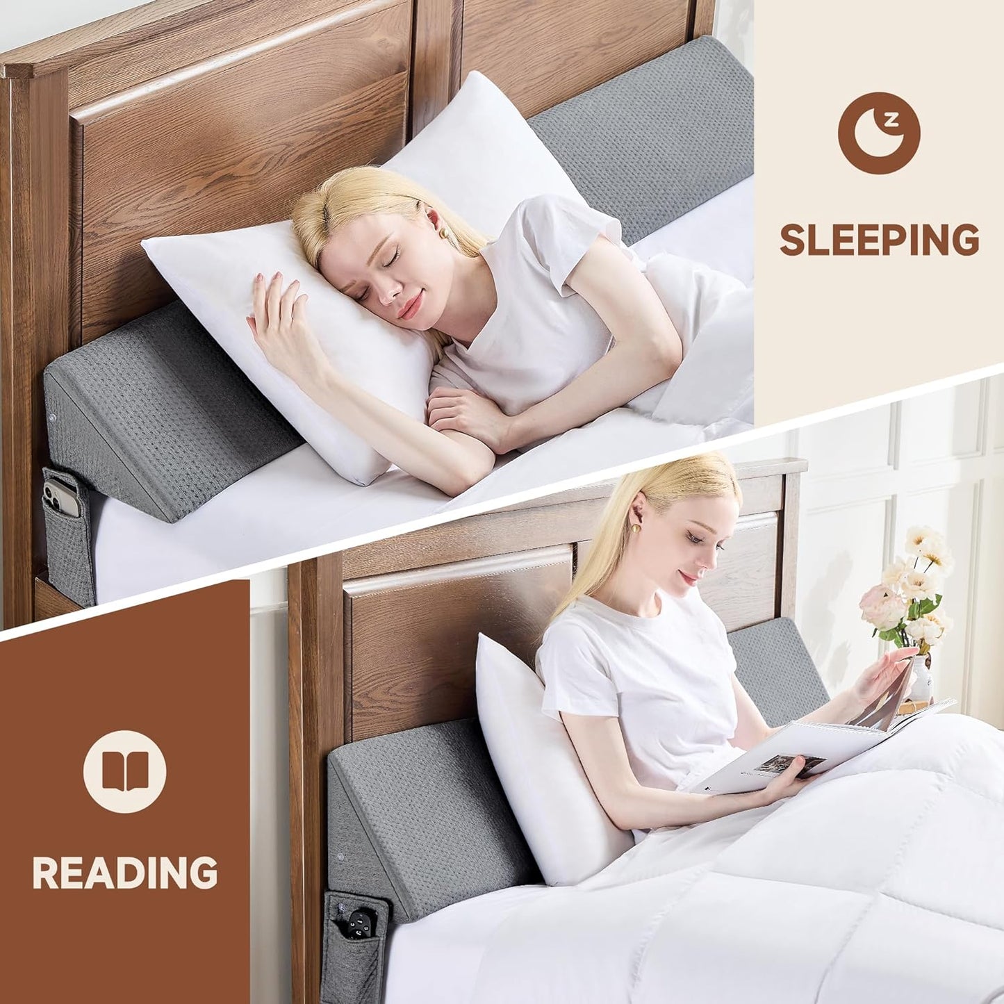 Avelena | Abstandshalter Keilkissen | Verstellbare Höhe, kompaktes Design & ideal für Einzel-, Queensize-, Kingsize-Betten und Sofas